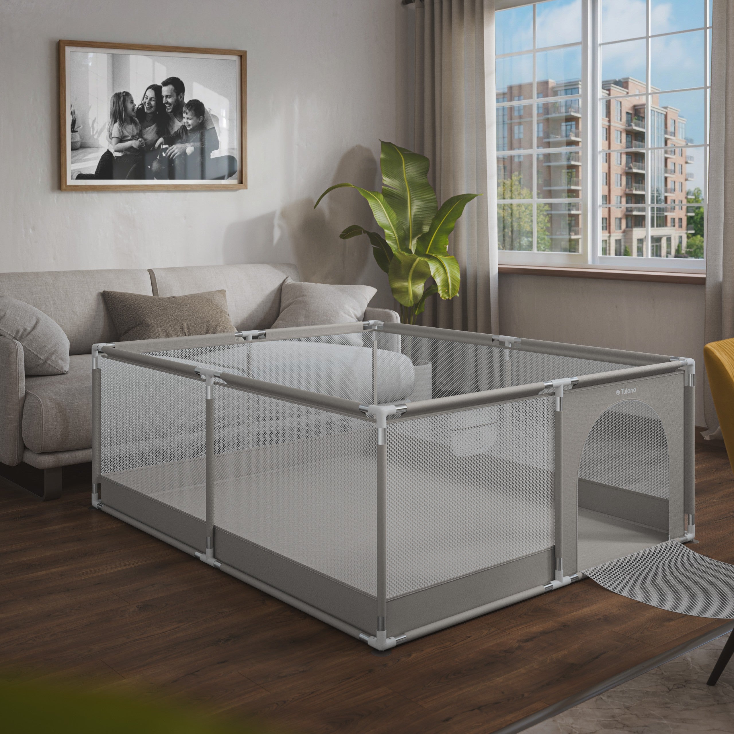 Dětská ohrádka TULANO Cozy 25 Grey - 150 cm